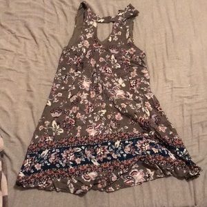 Floral Mock Neck Keyhole Dress